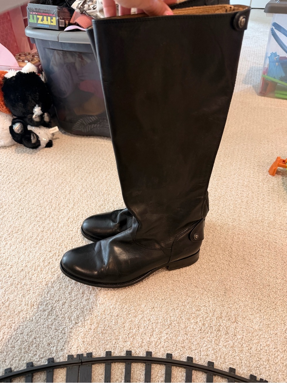 Frye Black Leather Tall Riding Boots